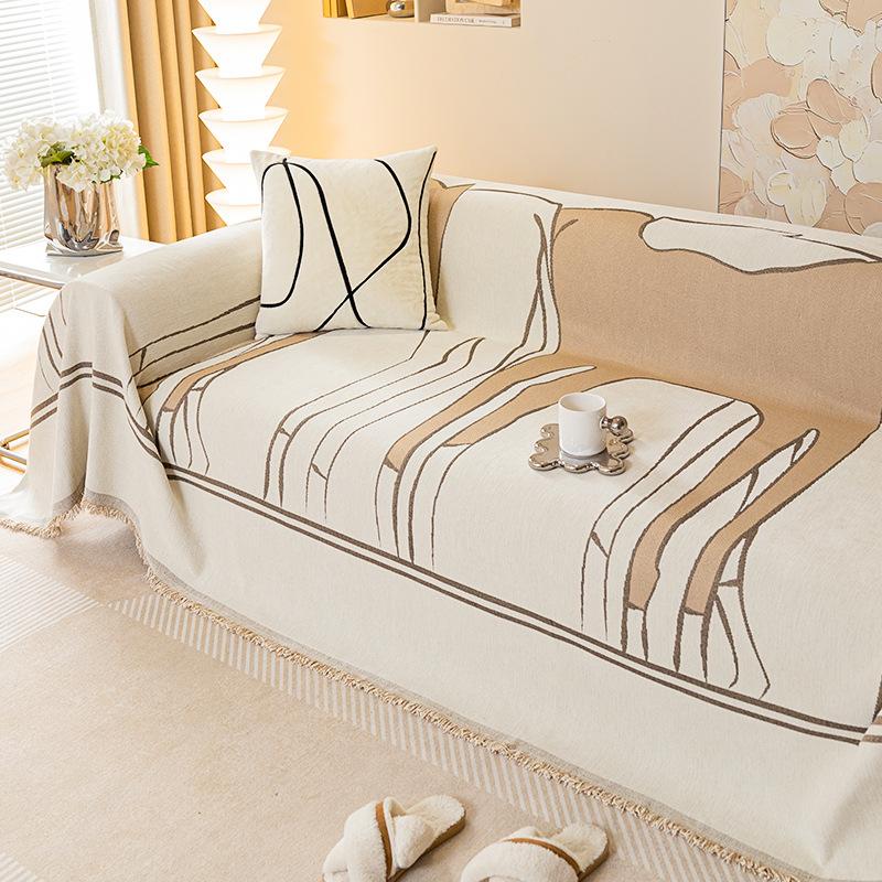 Атмосфера Чувство Четыре Сезона Универсальное Шенилловое Полотенце для Дивана с Лошадью Все Включено Универсальная Ткань для Чехла на Диван Нелипкая Шерсть Цельный