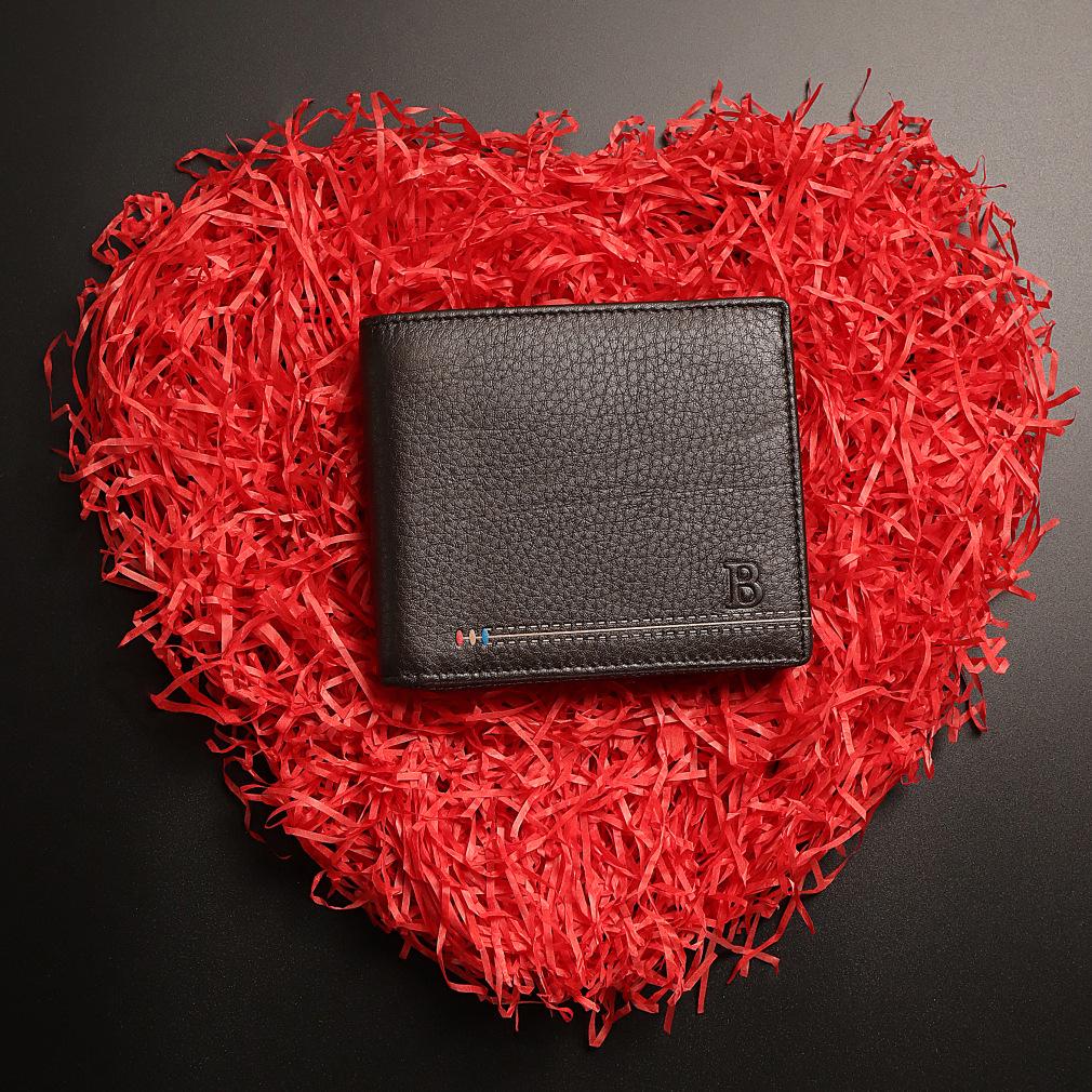 100% Genuine Leather Mens Wallet Premium Product Real Cowhide Wallets for Man Short Black Walet Portefeuille Short Purse