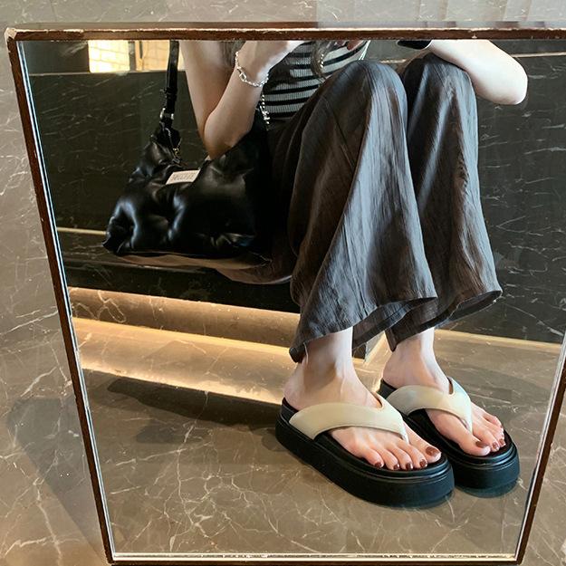 Версия из овчины~ Повседневные универсальные шлепанцы с круглым носком на толстой подошве, простые шлепанцы, женские летние уличные тапочки, холодные тапочки