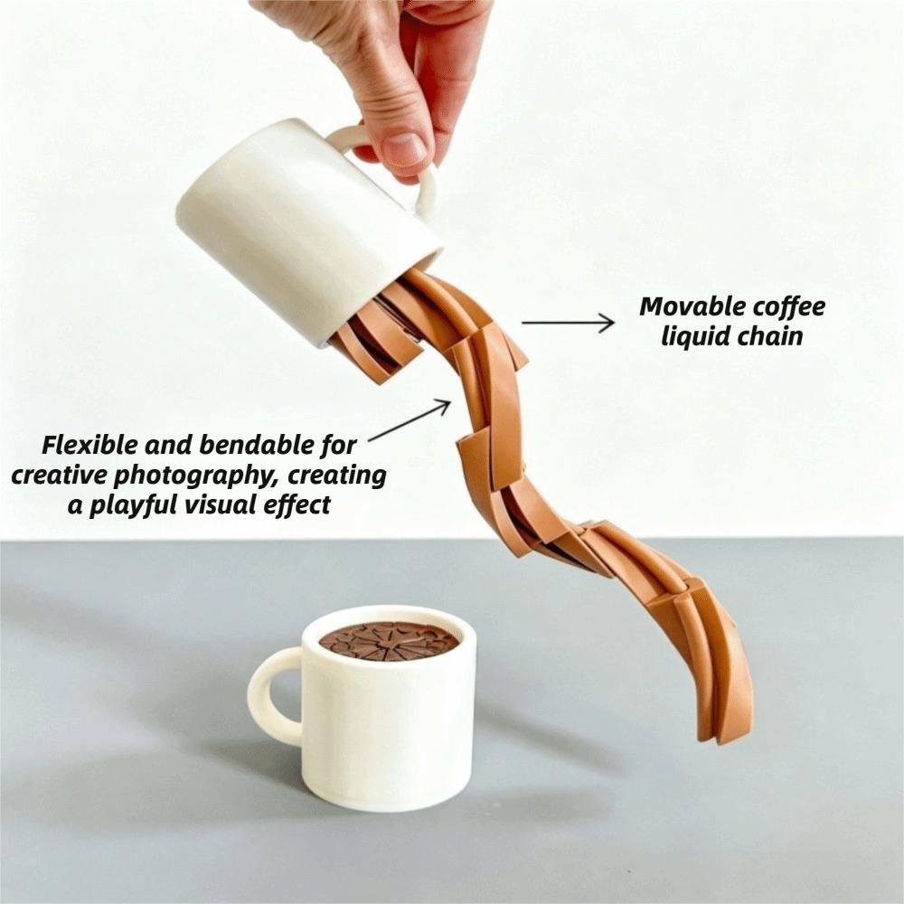 Portable Coffee Spill Fidget Toy 3D Printed Desktop Ornament Coffee Spill Toy Keychain Adults