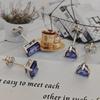 2 Pair Tanzanite Stud Earrings Rectangle Triangle 925 Sterling Silver Earring Jewelry Sets