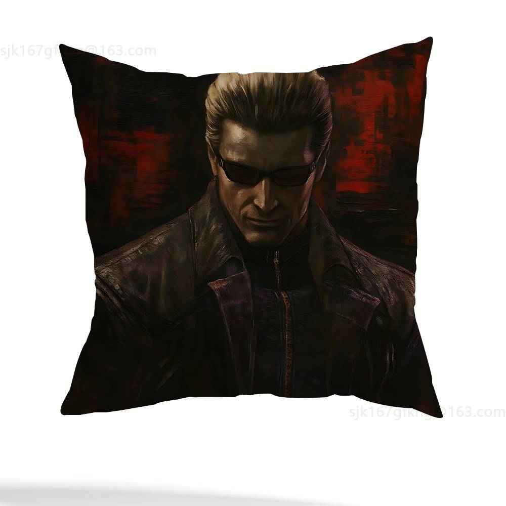 Albert Wesker Pillow Case Anti-Dustmite Pillowcase Invisible Zipper Silky Short Plush Sofa Cushion Cover
