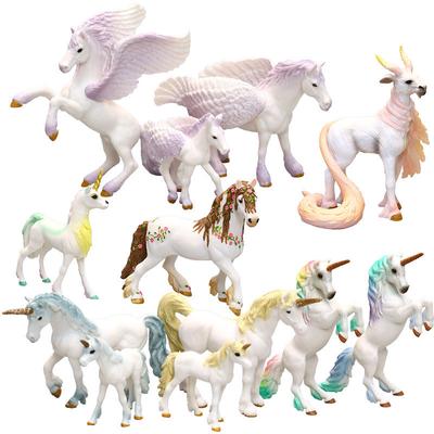 Красочная игрушка-единорог Симуляция Мини-модель животного Единороги Летающая лошадь Фигурка Модель Дикие фигурки Детские развивающие игрушки Фигурка