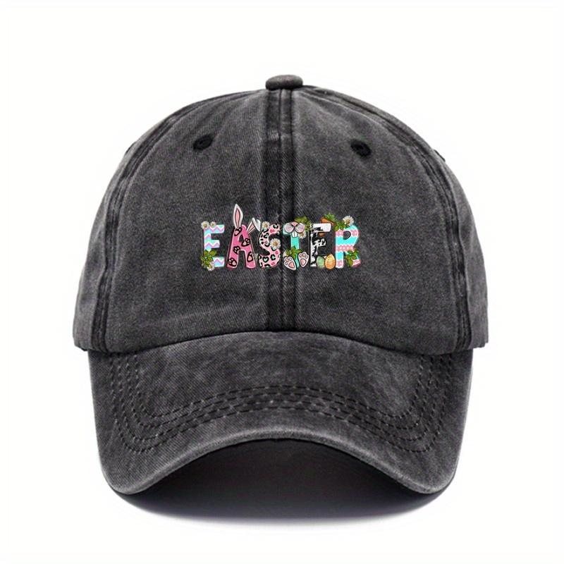 Easter Bunny Pattern Baseball Cap Unisex Casual Adjustable Cotton Blend Summer Sun Protective Outdoor Hat