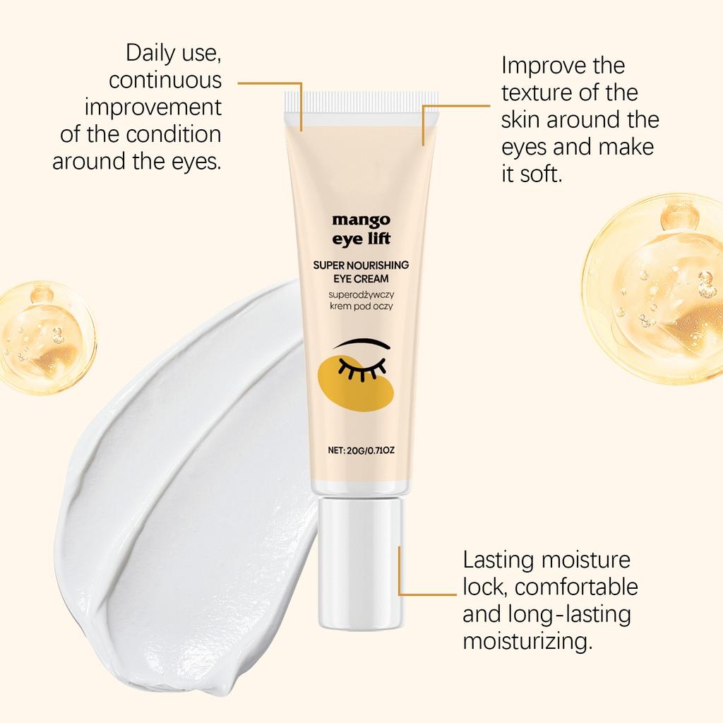 Питательный крем для кожи вокруг глаз уменьшает темные круги, отечность, обвисание век, борется с морщинами, укрепляет кожу, разглаживает мелкие морщинки, глубоко увлажняет и питает кожу