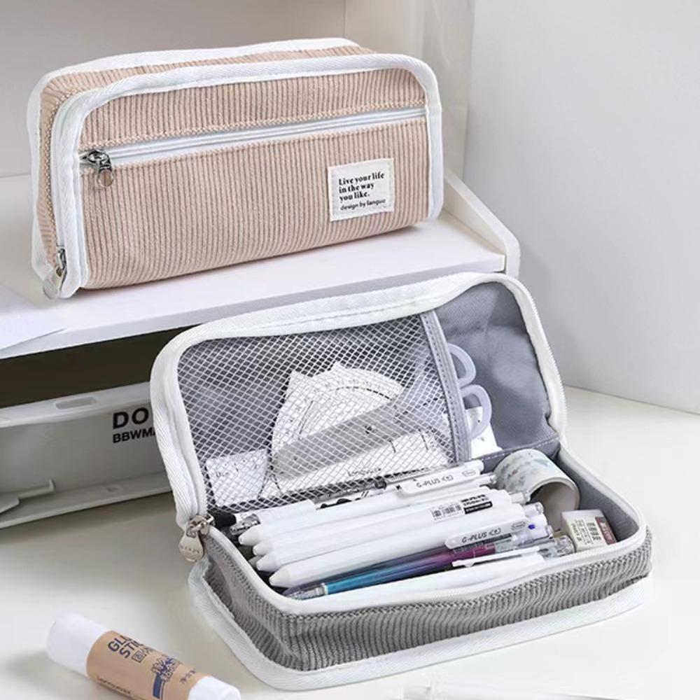 Large Capacity Korean Style Pencil Case Desktop Storage Pencil Pouch School Office