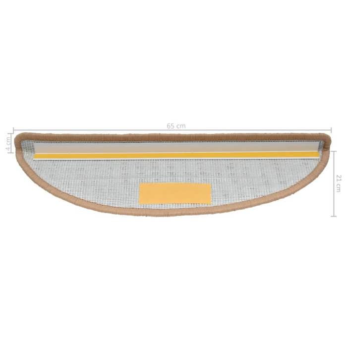 VidaXL Stair Carpet 15 Pieces 65 X 21 X 4 Cm Beige Semicircular Large 133902