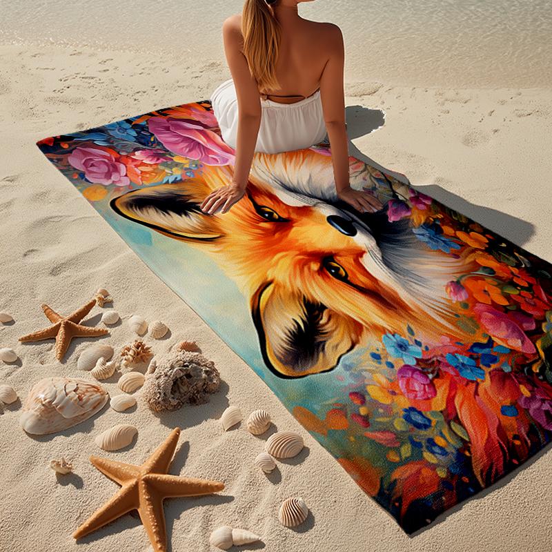 Autumn Fox Portrait Beach Towel, Super Soft Microfiber, Gift for Her/Him, Birthday, for Pool, Beach, Travel, Home Decor Fan gifts