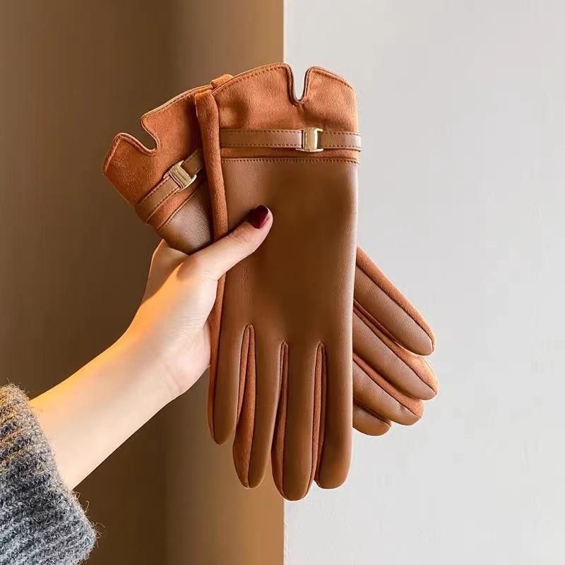 Новые женские перчатки для зимы Теплые и плюшевые Утолщенные Непродуваемые Перчатки для вождения с сенсорным экраном для езды на велосипеде на открытом воздухе