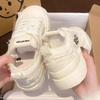 Маленькие белые туфли женские новые круглые туфли на толстой подошве уродливые милые туфли с большой головой на осень и зиму 2025 года универсальные низкие нишевые парусиновые туфли женские