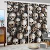 2pcs Art Skull Printed Curtain for Home Decor - Rod Pocket Window Treatment for Bedroom, Office, Kitchen, Living Room, and Study