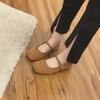 Z Fairy Retro Square-Toe Suede Mary Jane Heels - Women's 2024 Spring Soft Leather