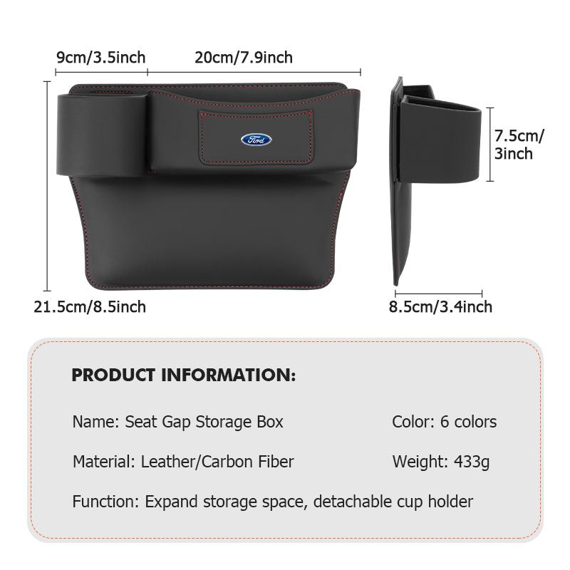 Leather Car Seat Gap Water Cup Holder Box Storage Bag For Ford Escape Ecosport Fusion Explorer Expedition Taurus