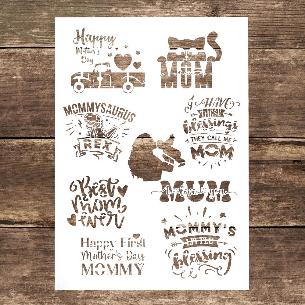 A4 Size Decorative Reusable Mom Stencil Template Painting Stencils for DIY Crafts Scrabooking Painting On Wood,Canvas,Floor,Wall and Tile