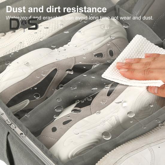 Регулируемый органайзер для обуви, экономящий место, контейнер для обуви большой емкости, складная конструкция, контейнер для хранения обуви с застежками-молниями