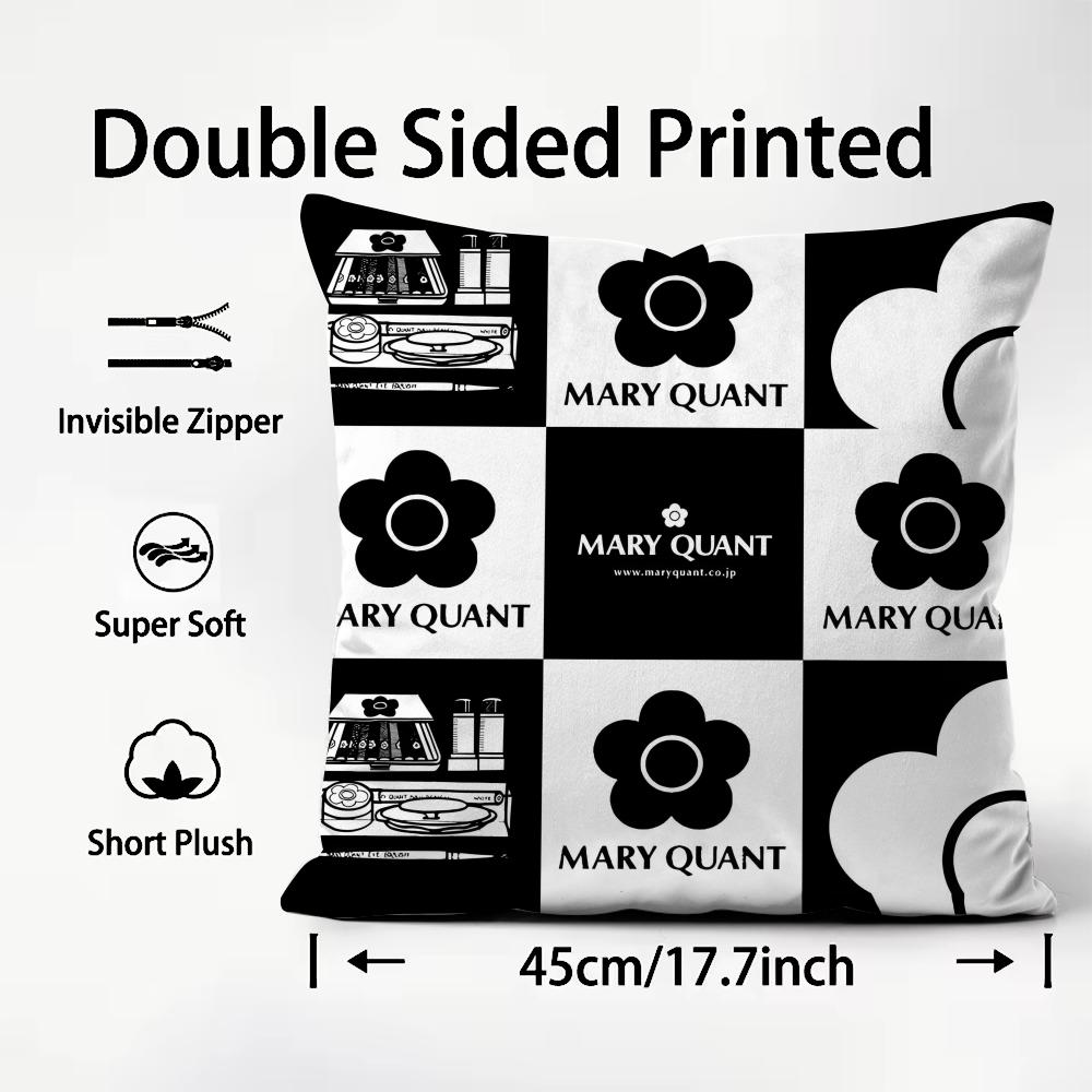 MMary QQuant Brand Cushion Cover Plush Fabric Soft DoubleSided Printed Sofa Warm Winter Home Child Gift Pillow Case