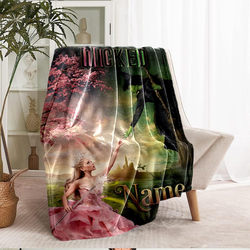 Custom Name Wicked Theme Printed Blanket - Perfect for Couch, Bed, Travel & Outdoor Use | Machine Washable, Cozy & Durable.