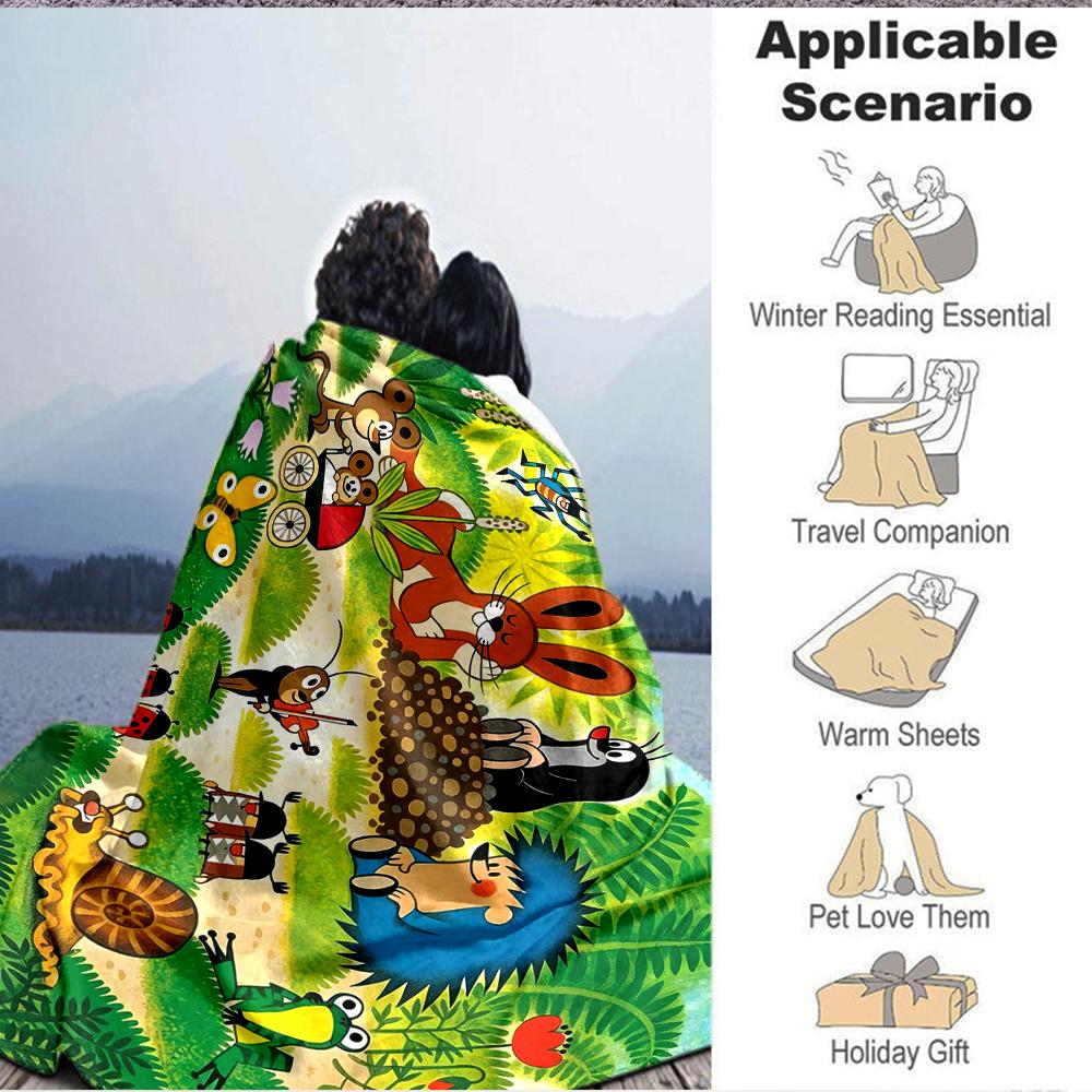 1Pc Forest Animal Blanket Soft And Comfortable Casual Warm Camping Travel Christmas Halloween Xmas Gift M928489