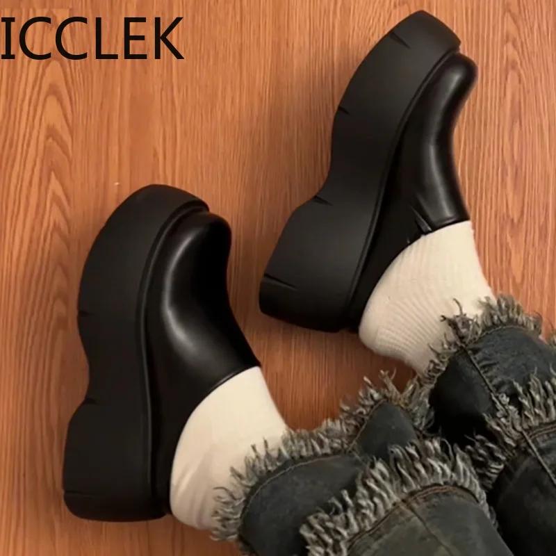 Модные женские туфли-лодочки на платформе Модные элегантные туфли-лодочки на толстой подошве Женские повседневные босоножки в уличном стиле