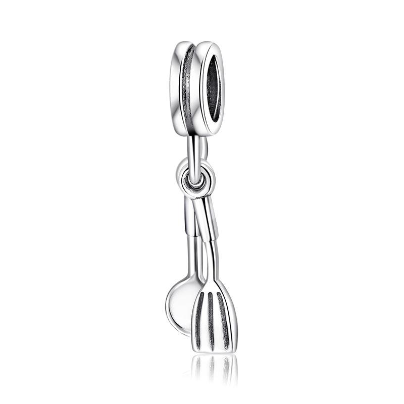 S925 Sterling Silver Beaded Pendant Egg Beater Bread Machine Kitchen Utensils Bracelet Diy Accessories Loose Beads