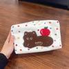 Милая косметичка в виде котенка с яблоком и котом в горошек, милая модная косметичка, большая вместительная дорожная переносная сумка для хранения, пенал, подарочный чехол