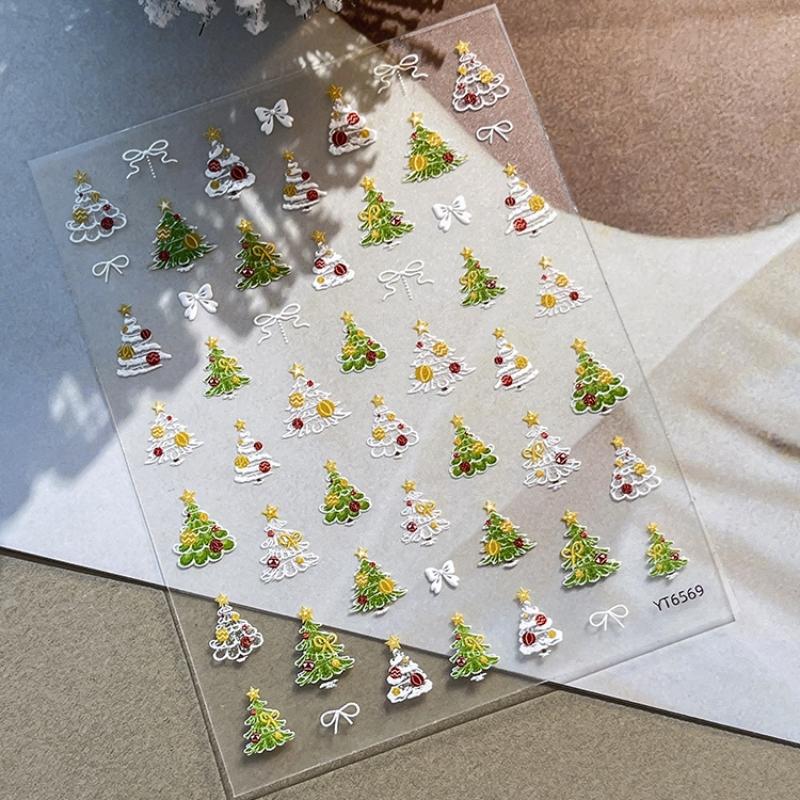 Cute Christmas Snowman Christmas Tree Santa Claus Nail Stickers Kawaii Art Stickers Diy New Year Accessories Manicure Decals