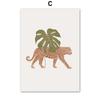 MidCentury Boho Wall Art Абстрактные Тигр Леопард Лист Солнце Луна Холст Печать для Декора Гостиной