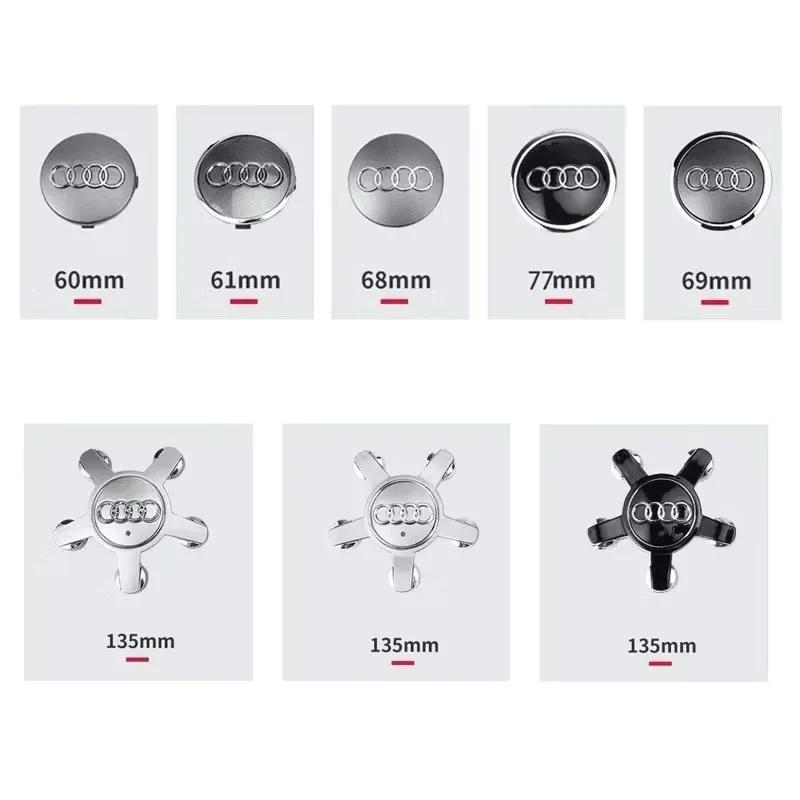 4Pcs Wheel Center Hub Caps Cover Badge Sticker 60mm 61mm 68mm 69mm 77mm 137mm for qaz18 A3 A4 A5 A6 A7 A8 S4 S6 etc