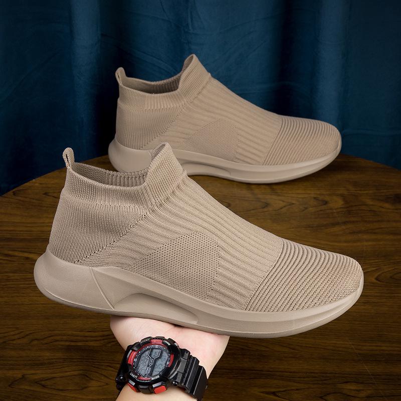 Мужские легкие кроссовки-носки из флайнита 2023 года: Дышащая, Слипоны, Повседневная спортивная обувь для весны и лета