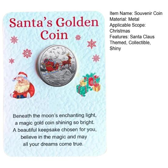 Рождественская сувенирная монета Санта-Клаус Монета с изображением лося Металлическая коллекционная праздничная монета для детей Подарочные рождественские вечеринки Чулки Наполнители