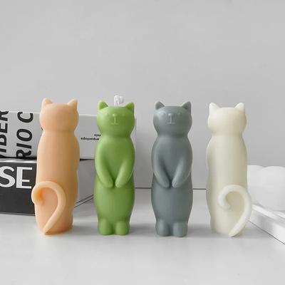 1шт мультяшный котенок силиконовая форма ручной работы ароматерапевтическая свеча гипсовый орнамент форма DIY милый кот ремесла изготовление форм