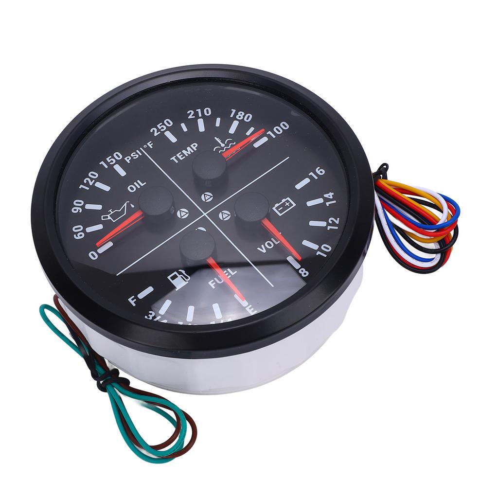 110mm 4 3 8in 4 in 1 Multifunction Gauge DC 12V 0 150PSI Oil Pressure Fuel Level 100 250 Fahrenheit Water Temp 8 16V