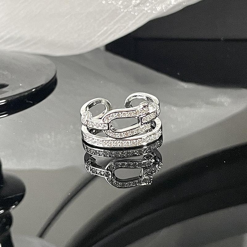 Роскошное кольцо с бриллиантами, ощущение высокого класса, кольцо Zir*****Pen, холодный ветер, индивидуальность, нишевый дизайн, кольцо с ощущением, женское