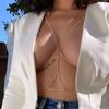 Stonefans Sexy Harness Triangle Chest Chain Rhinestone Necklace Jewelry For Women Bikini Top Rave Body Jewelry Beach Belly Chain