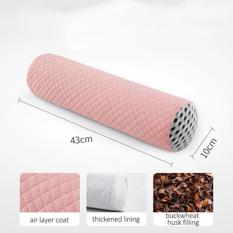 Подушка с круглой горловиной из гречневой лузги, поддерживающая шею, подушка для шеи, наполнитель из гречневой лузги, поддерживающая шею для прохладного сна, 43x10 см