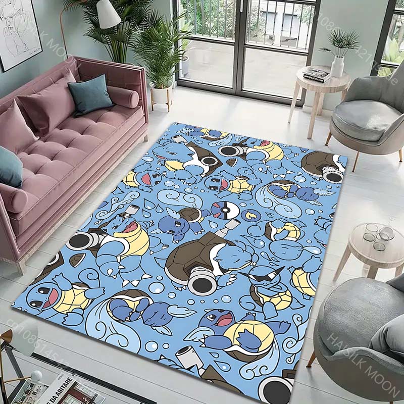 Pocket Monsters Squirtle Print Rug Carpet for Living Room Children Bedroom Mat Sofa Doormat Floor Rug Home Decor Anti Slip Mat