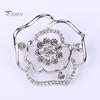 Hollow Glossy Rose Flower Brooch Sparkling Rhinestones Inlaid Pin Luxury Wedding Dress Badge Women Sweater Coat Jewelry Accesorries