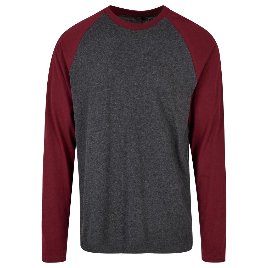 Build Your Brand Mens Contrast Raglan Long-Sleeved T-Shirt
