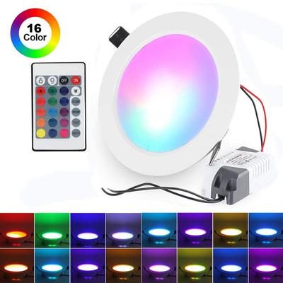 Светодиодный светильник RGB, потолочный светильник переменного тока 10 Вт/15 Вт, потолочный светильник переменного тока 110 В, 220 В с регулируемой яркостью, встраиваемый светодиодный точечный светильник с ИК-пультом дистанционного управления