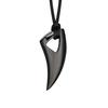 Yellow Chimes Stainless Steel Wolf Tooth Black Leather Rope Pendant for Men and Boys, Medium (YCFJPD-SSWOLF-BK)