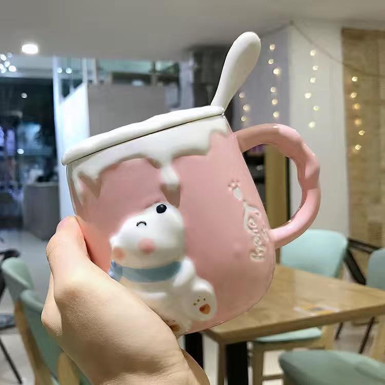 Милая мультяшная кружка с белым медведем, рельефная керамическая чашка, кофейная чашка, чашка для молока, чашка для воды, набор для питья