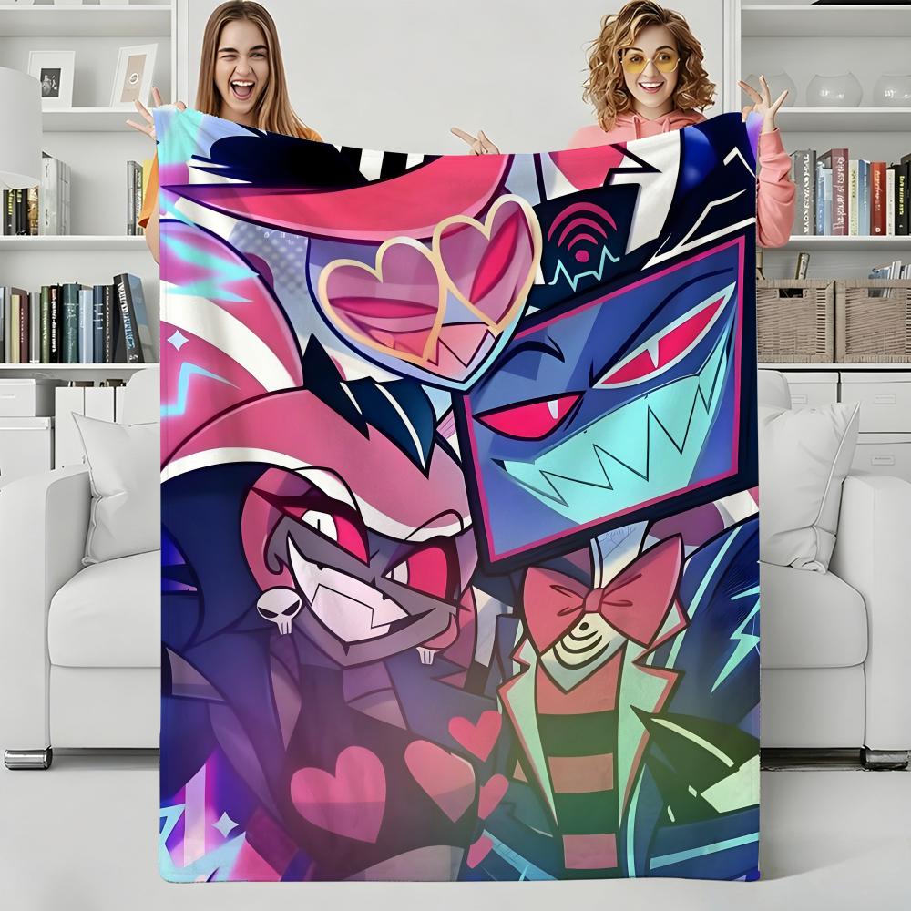 Animation H-HazbinHotel Throw Flannel Blanket Perfect for Sofa Office Bed Travel Sleep Read Relax Camping four season use