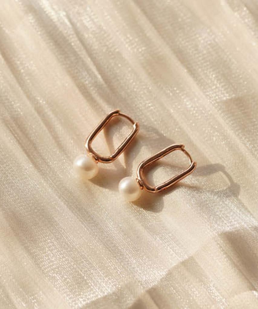 Серебряные серьги Alleun из серебра 925 пробы, U-образной формы, с пресноводным жемчугом, на застежке-пуш-ап, для повседневного ношения