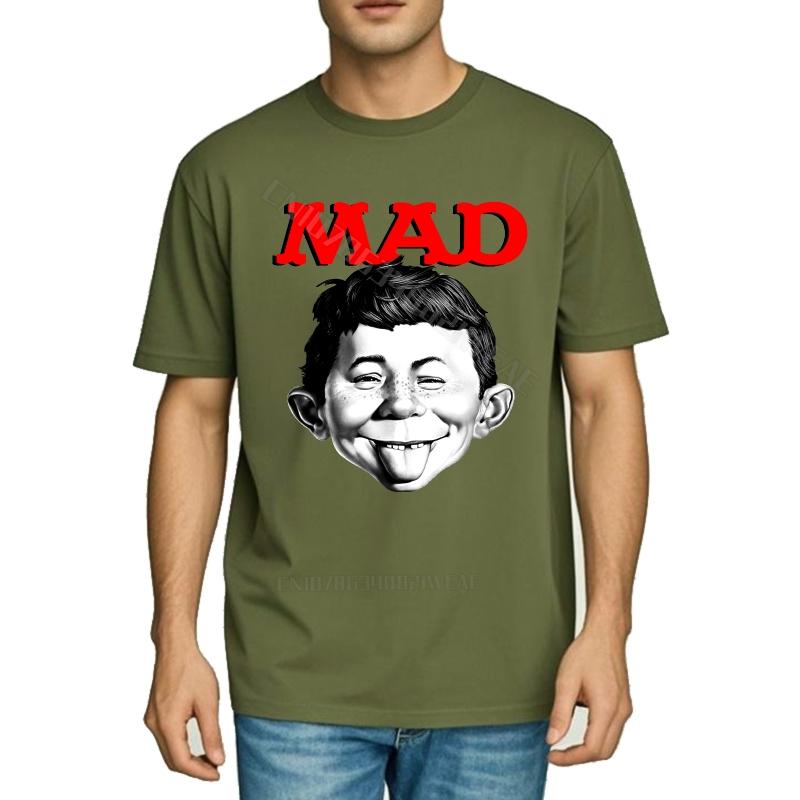 Teeshirt Breathable New Teeshirts Mad Magazine Character On Black Cotton Plus Size Tshirt Trendy Relaxed Fit Tshirt Casual