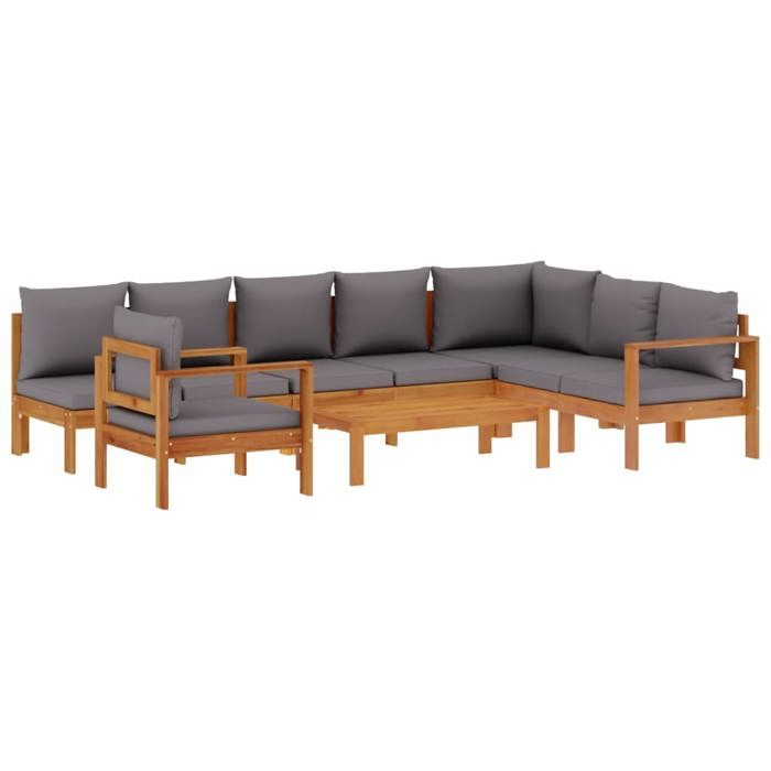 VidaXL Salon de jardin avec coussins 6 pcs bois d'acacia solide, ensemble de canapés d'extérieur, canapé modulable 3214873