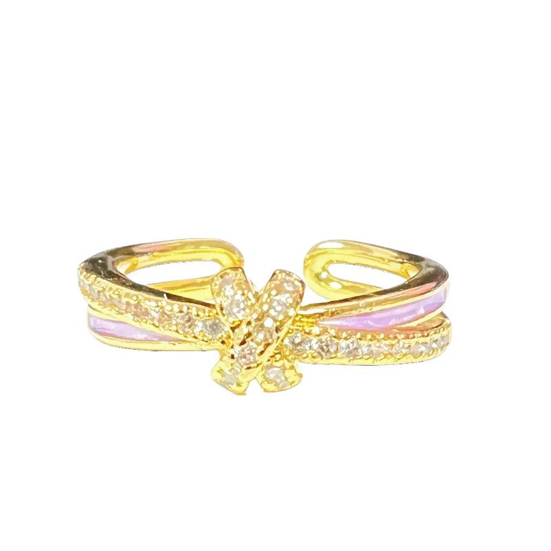 Blind Box Pair, Peach Blossom Dripping Oil Butterfly Ring, Medieval French Retro Niche Design, Light Luxury Ring For Women