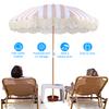 Striped Patio Umbrella with Fringe Portable Tassel Umbrella with Tilt Pole for Balcony Terrace Swimming Pool Beach Garden