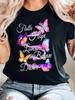 Women's Short Sleeved Round Neck Pullover Fashionable T-shirt Black Comfortable Outdoor Top Summer Spring Home Casual Wear S Top Women's Colorf