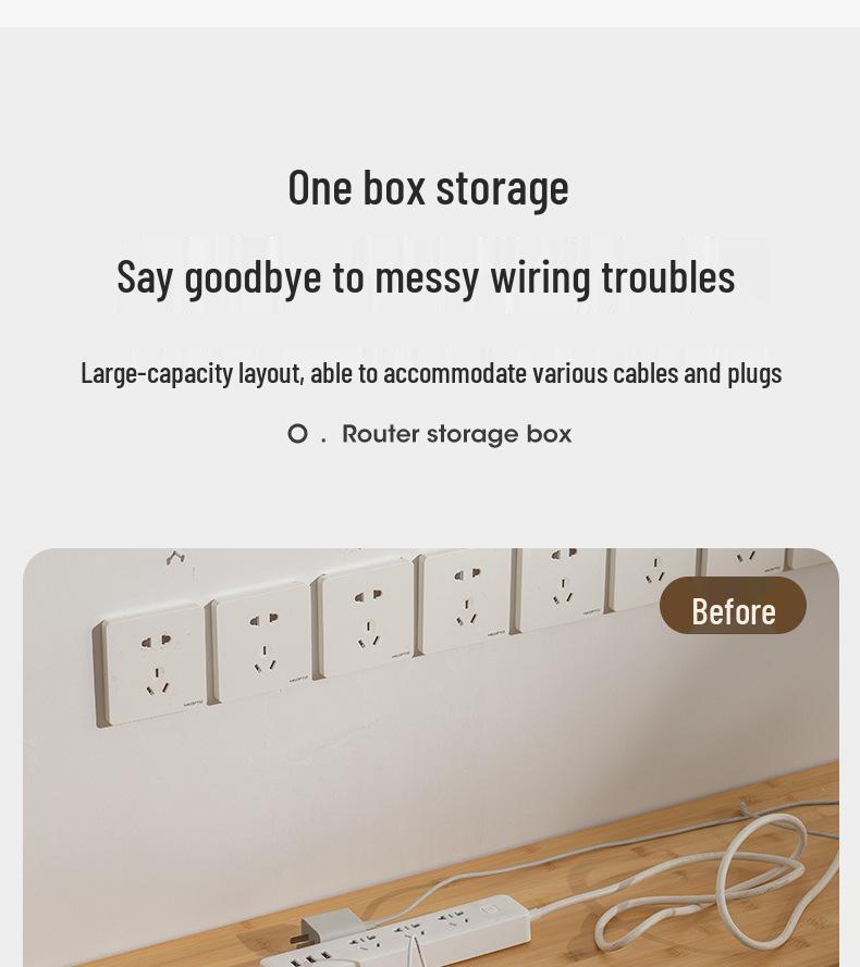 Wall-Mounted Wooden Router & Modem Storage Box: Power Strip Organizer & Socket Cover