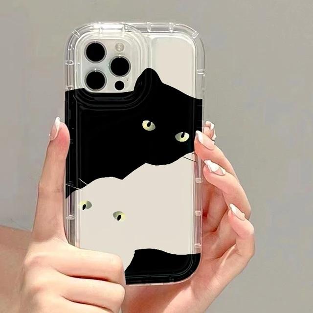 Смешной широкоугольный чехол с мордочкой кота для iPhone 17 16 15 14 13 12 11 Pro Max Милый 3D креативный прозрачный мягкий ТПУ противоударный чехол Funda
